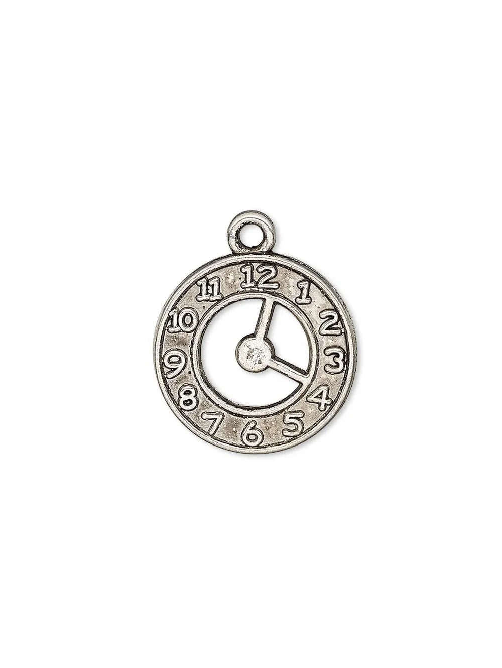 Antique Silver Pewter 18mm Open Analog Clock Face 2-Sided Charms Pendants 10 pcs